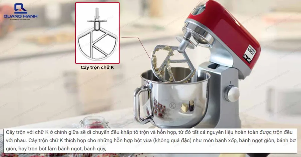 Máy trộn đa năng Kenwood KMX 754 đi kèm phụ kiện cây đánh thiết kế chứ K.