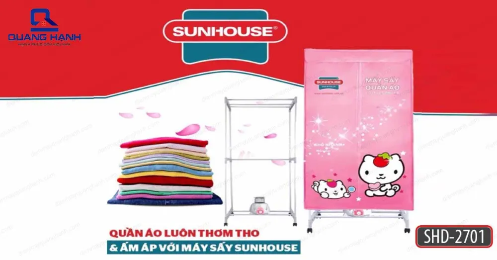 Máy sấy quần áo Sunhouse SHD2701 giữ cho quần áo luôn thơm tho và ấm áp.
