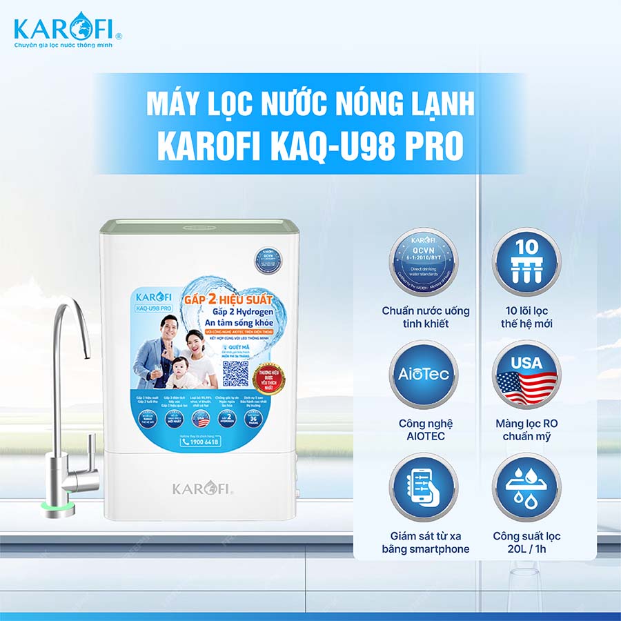 Máy lọc nước RO Karofi KAQ-U98 Pro