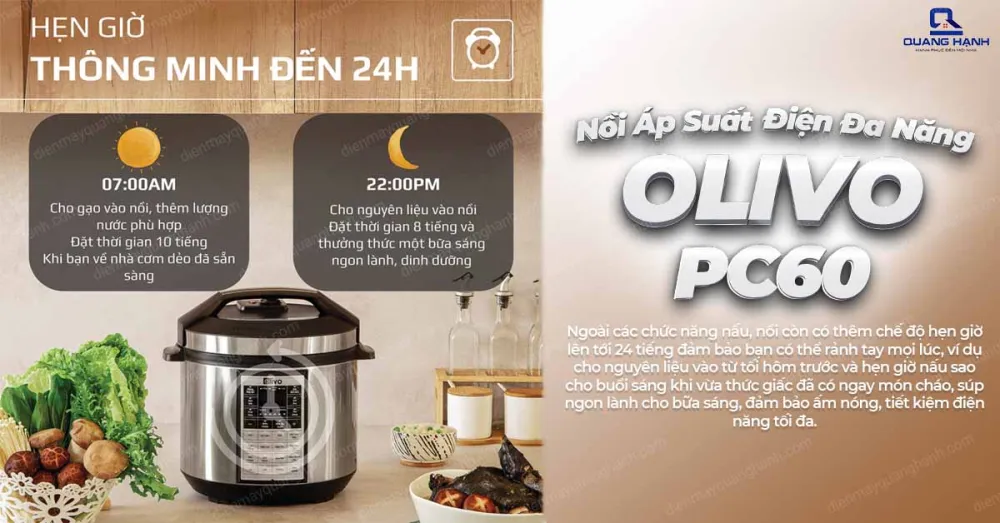 Nồi Áp Suất Điện Đa Năng OLIVO PC60