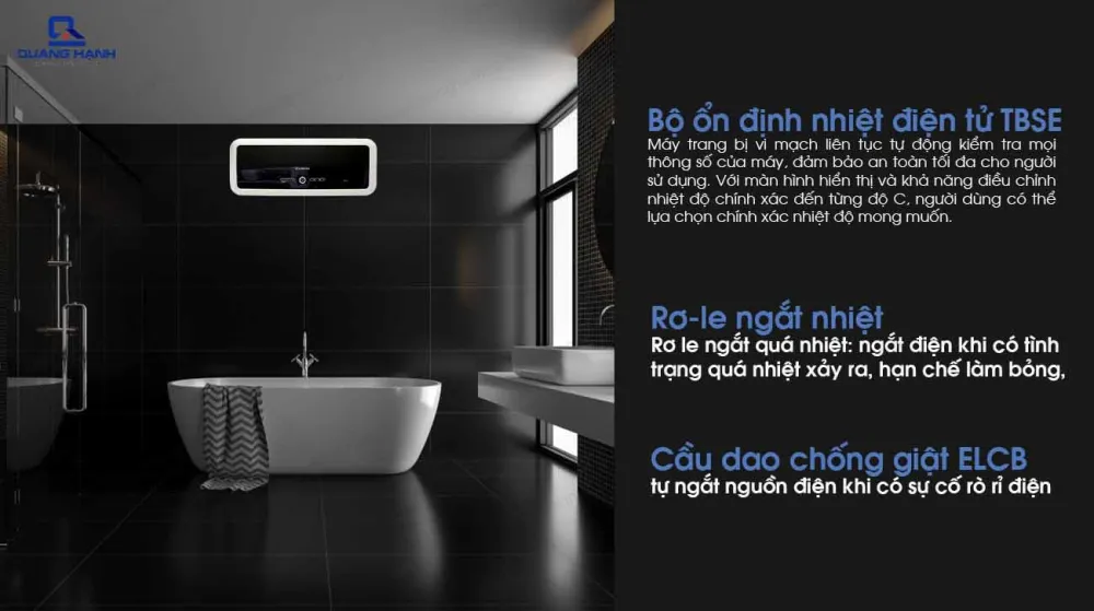 Máy nước nóng gián tiếp Ariston đảm bảo an toàn khi sử dụng với hệ thống an toàn đồng bộ TSS