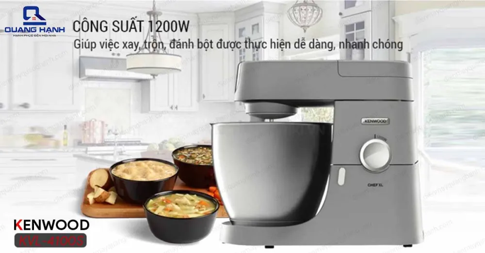 Máy trộn đa năng Kenwood KVL4100s có công suất mạnh mẽ lên đến 1200W nên quá trình trộn sẽ rất nhanh.