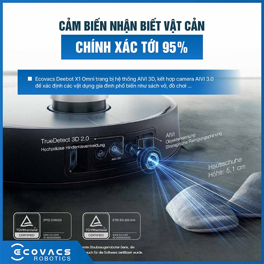 Robot Hút Bụi Lau Nhà Deebot X1 Omni Bản quốc tế