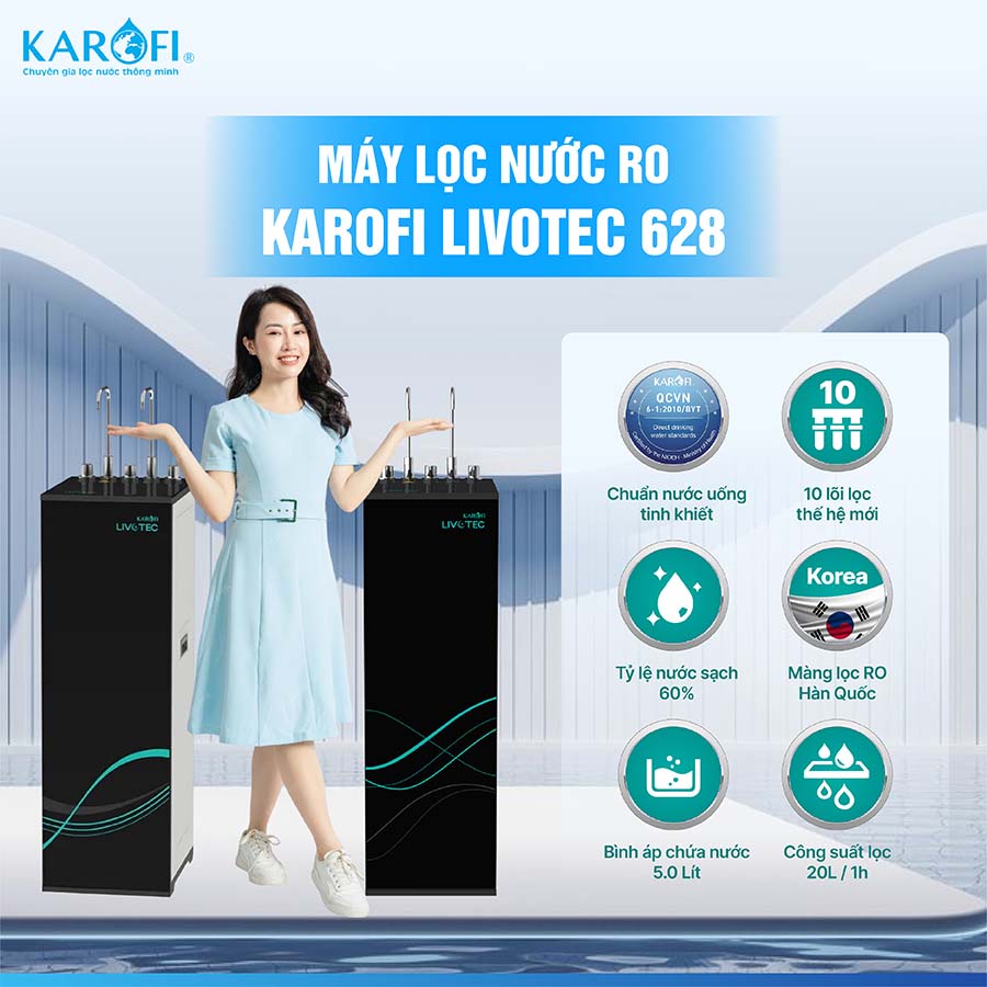 Máy lọc nước nóng lạnh Karofi Livotec 628