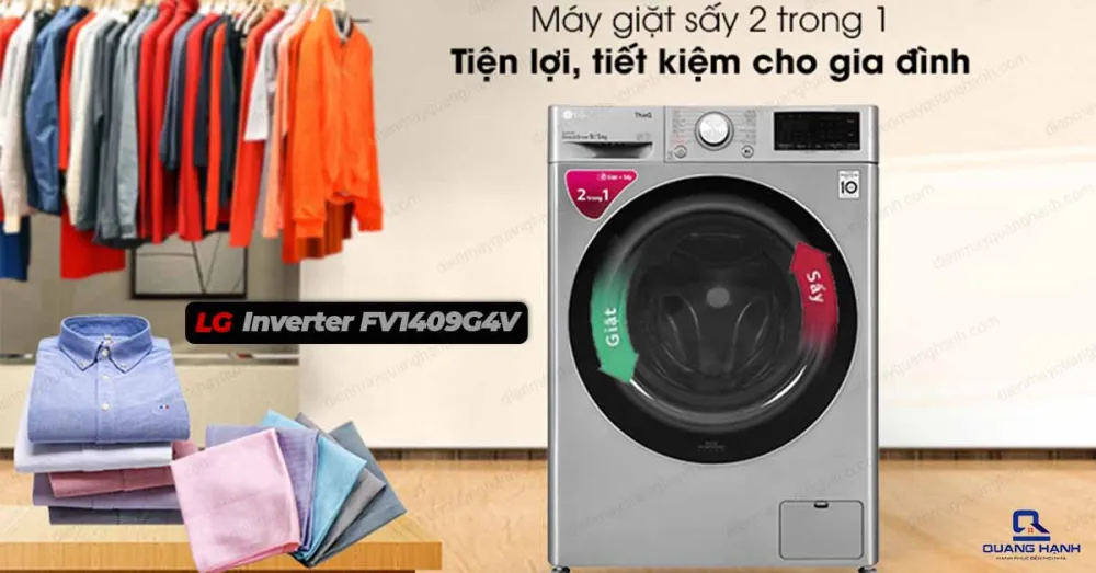 Máy giặt sấy LG Inverter 9 kg FV1409G4V
