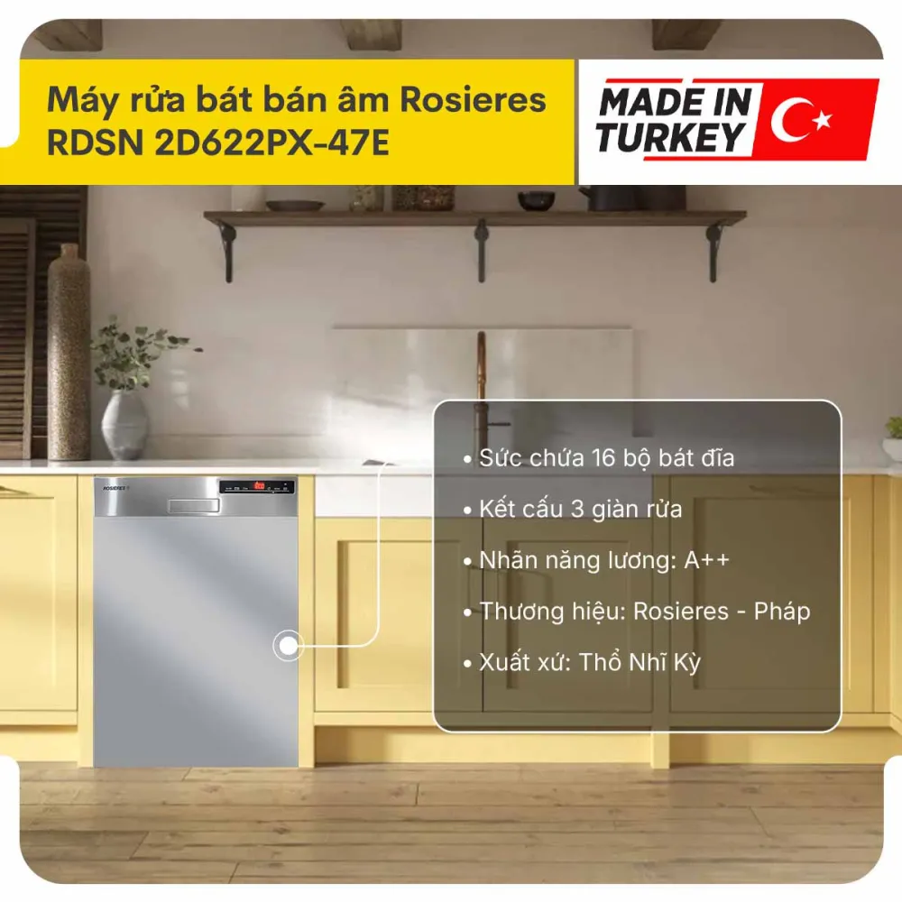 Máy rửa bát bán âm Rosieres RDSN 2D622PX-47E