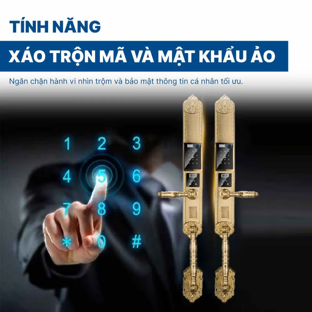 Khoá điện tử Hyundai đại sảnh HY-SLC8820 Gold App wifi mạ Vàng 24K