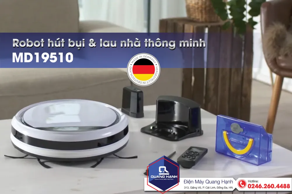 Máy robot hút bụi và lau nhà thông minh Medion 19510