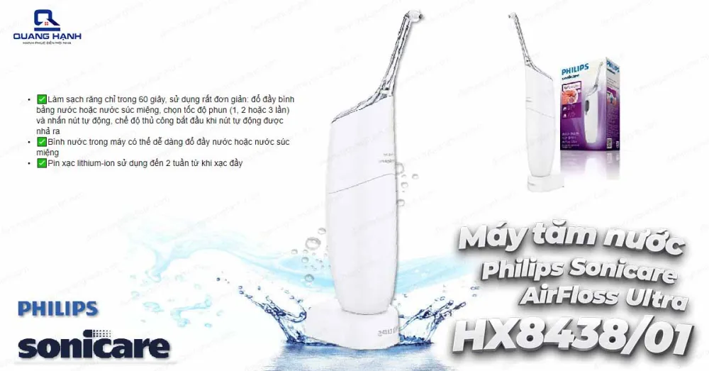 Tăm nước Philips Sonicare AirFloss Ultra HX8438