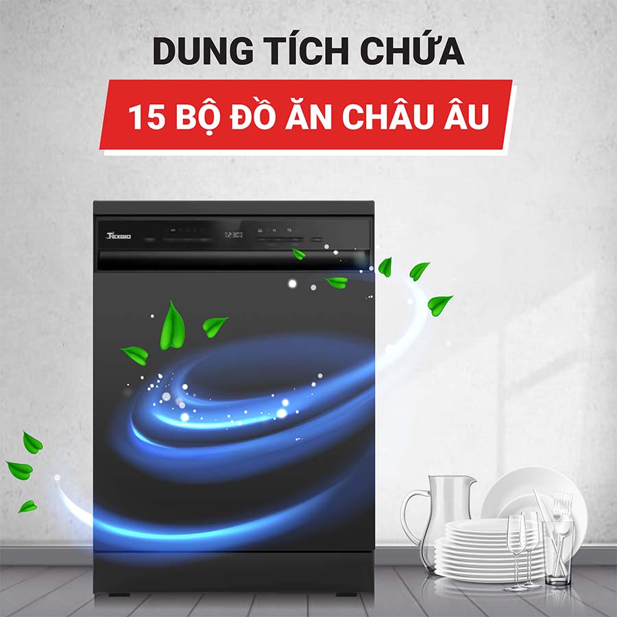 Máy rửa bát 15 bộ Texgio TGD8615BE