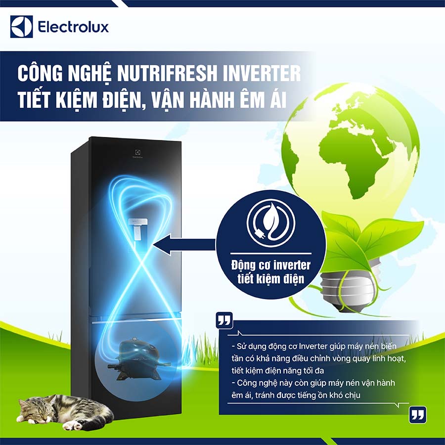 Tủ lạnh Electrolux Inverter 335 lít EBB3742M-H