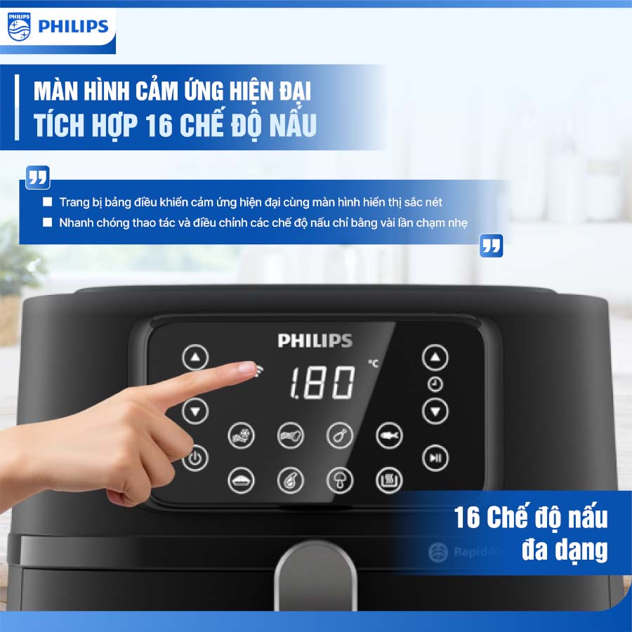Màn hình cảm ứng hiện đại, tích hợp 16 chế độ nấu