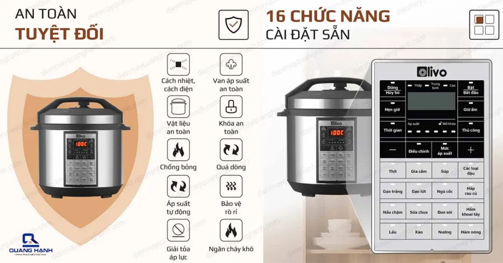 Nồi Áp Suất Điện Đa Năng OLIVO PC60