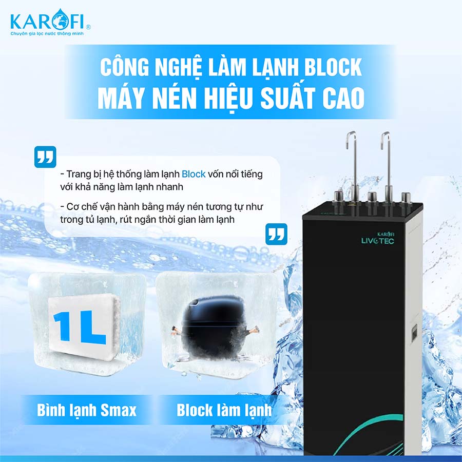 Máy lọc nước nóng lạnh Karofi Livotec 628