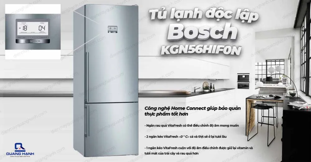 Tủ lạnh độc lập có ngăn đá dưới Bosch KGN56HIF0N