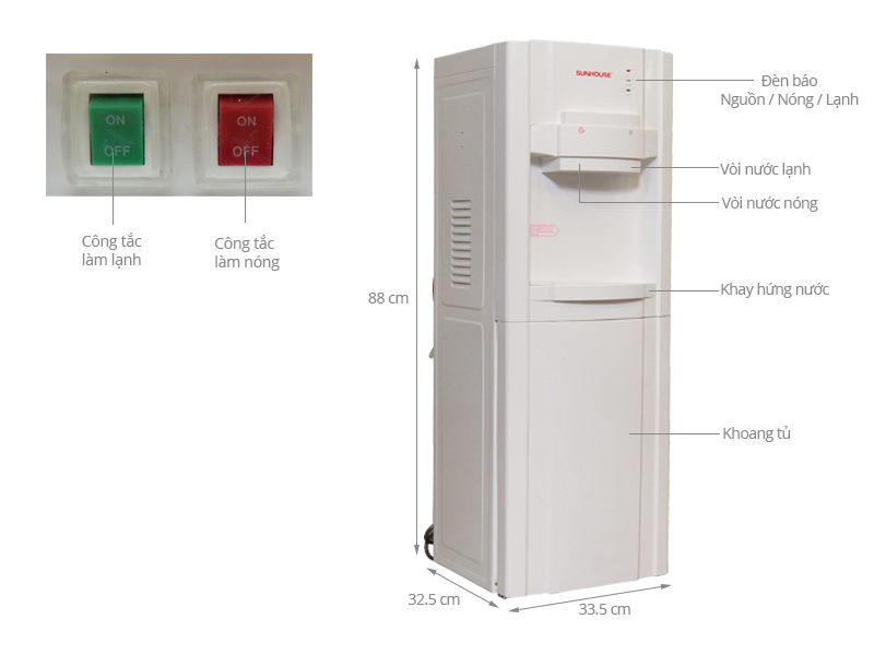 Cây nước nóng lạnh Sunhouse SHD9610