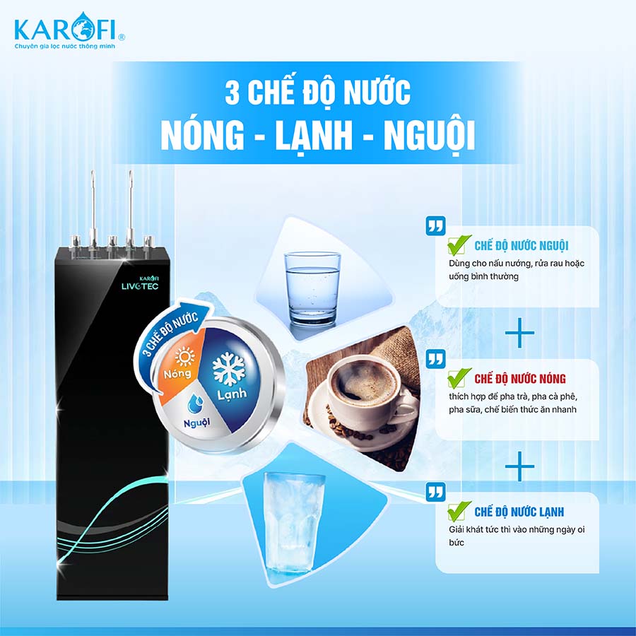 Máy lọc nước nóng lạnh Karofi Livotec 612