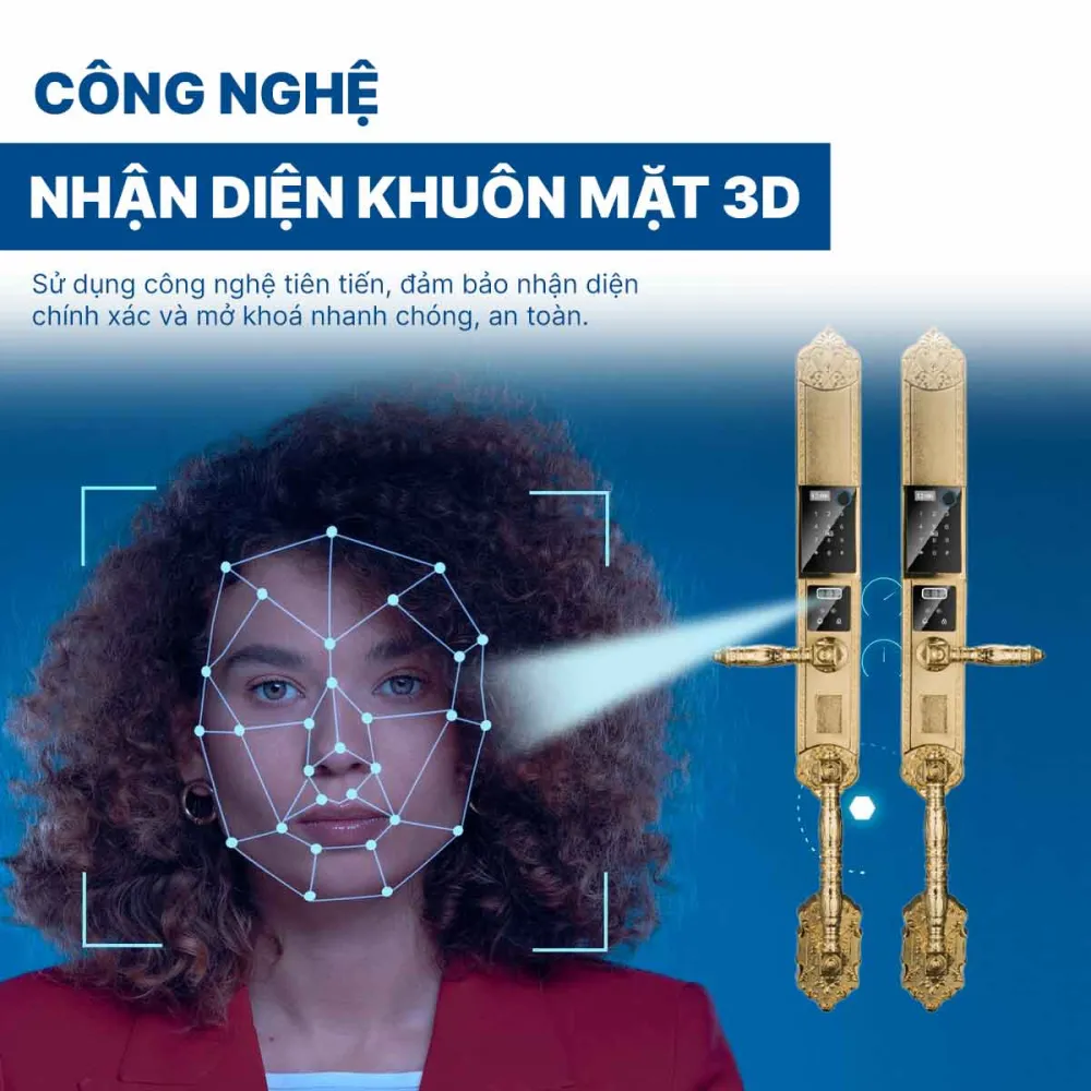 Khoá điện tử Hyundai đại sảnh HY-SLC8820 Gold App wifi mạ Vàng 24K