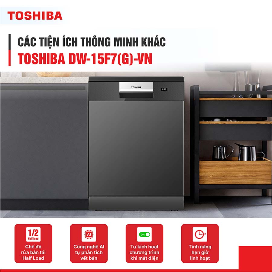 Máy rửa bát 15 bộ Toshiba DW-15F7(G)-VN