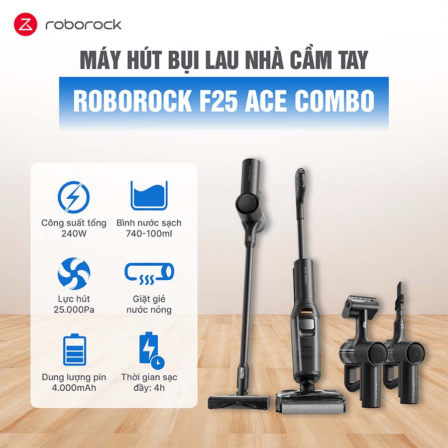 Máy hút bụi lau nhà cầm tay Roborock F25 ACE Combo