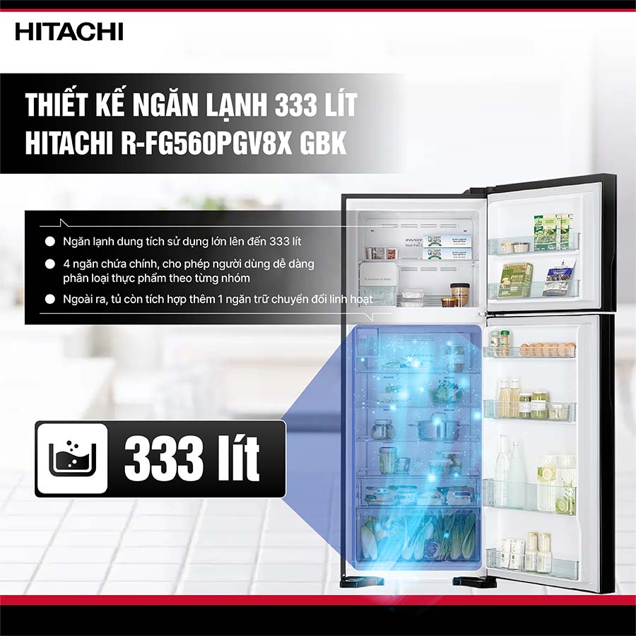 Tủ lạnh Hitachi Inverter 450 lít R-FG560PGV8X GBK