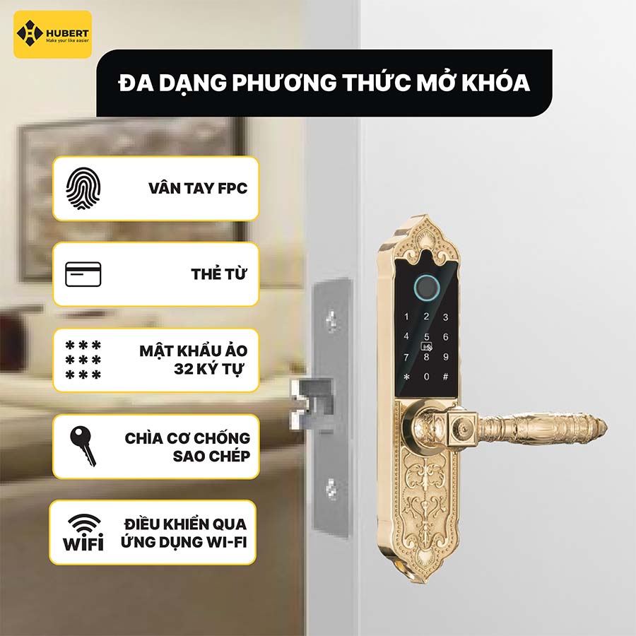 Khóa điện tử Hubert HB DS79 Gold Mini