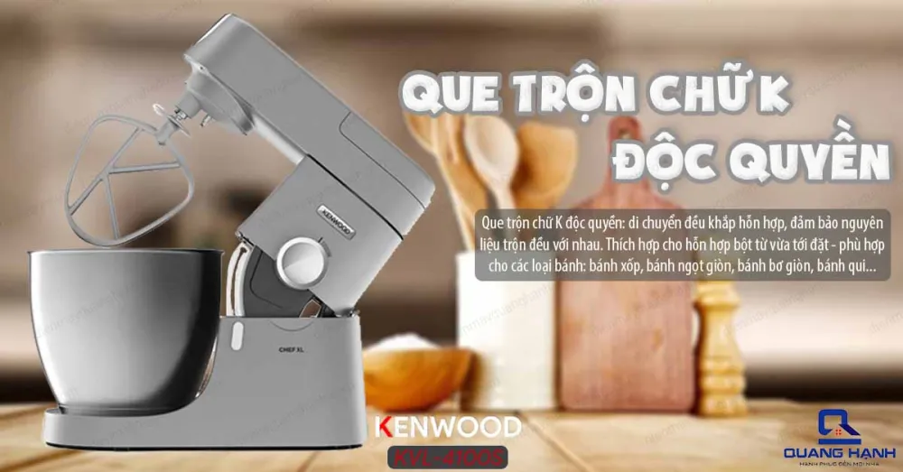 Máy trộn đa năng Kenwood KVL4100S được trang bị càng trộn chữ K độc quyền đảm bảo quá trình trộn được kỹ lưỡng nhất.