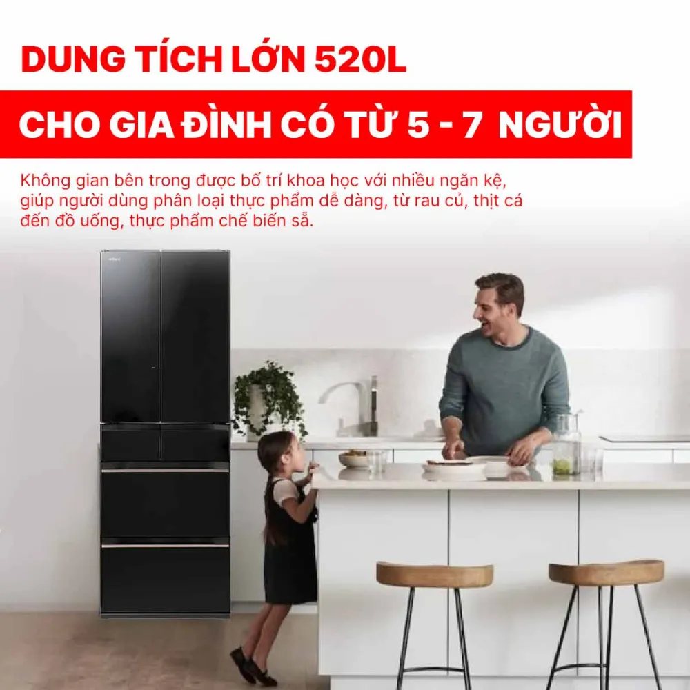 Tủ lạnh Hitachi Inverter 520 lít R-HW540RV XK