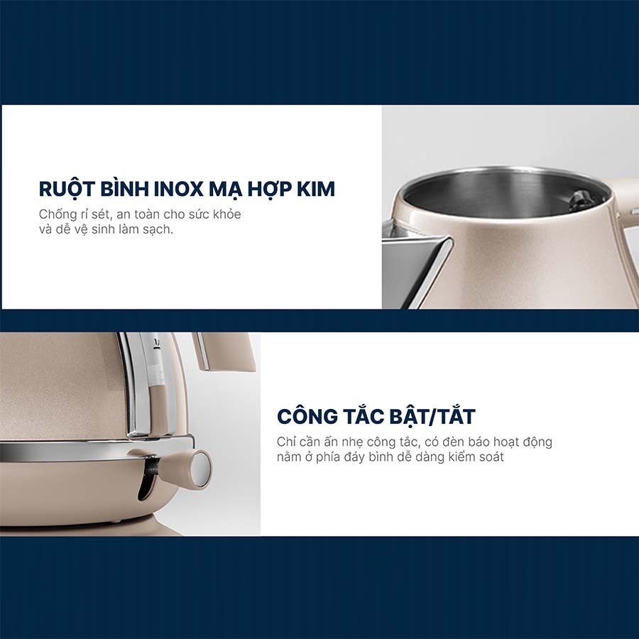 Ấm Siêu Tốc Delonghi KBOT2001.BG