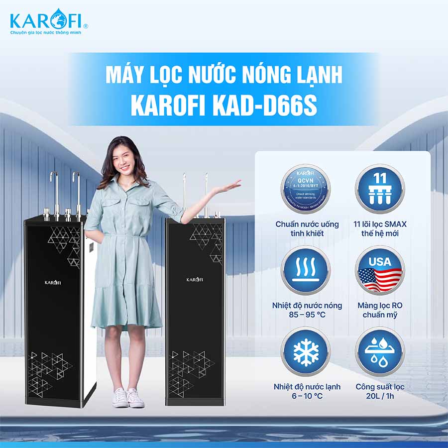Máy lọc nước nóng lạnh Karofi KAD-D66S
