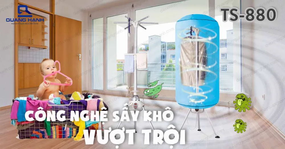 Máy sấy quần áo Tiross TS 880 được trang bị công nghệ sấy vượt trội chính là sự lựa chọn tuyệt vời cho các mẹ để bảo vệ gia đình.