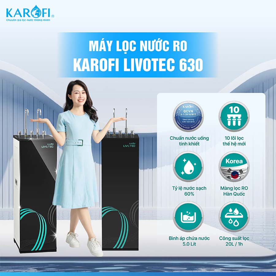 Máy lọc nước nóng lạnh Karofi Livotec 630