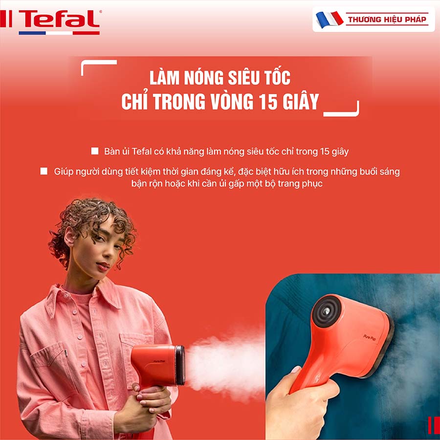 Bàn ủi hơi nước cầm tay Tefal Pure Pop DT2022 - 1300W