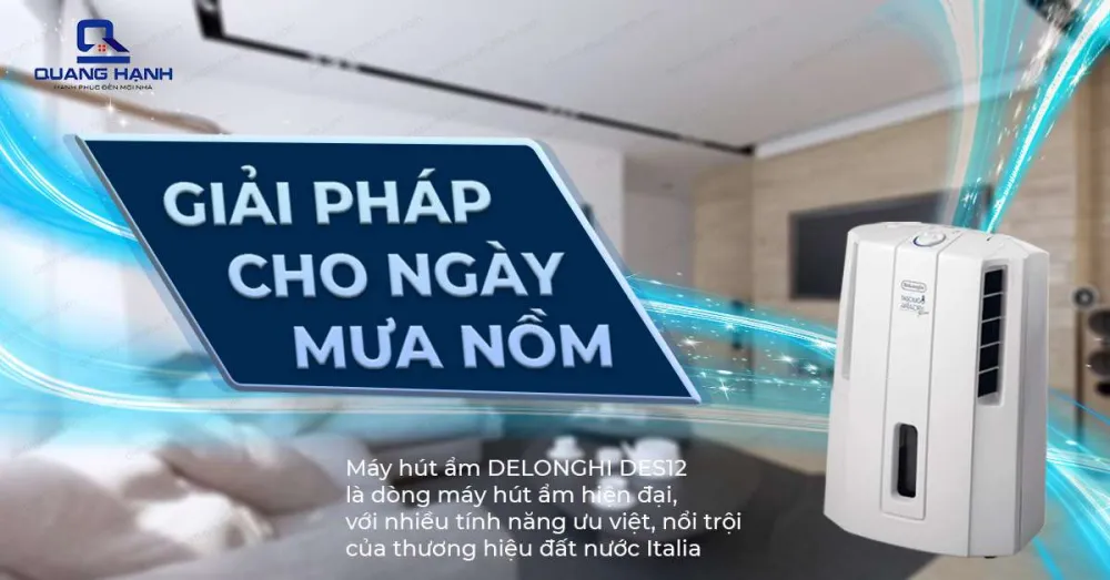 Máy hút ẩm Delonghi DES12 giải pháp cho ngày mưa nồm