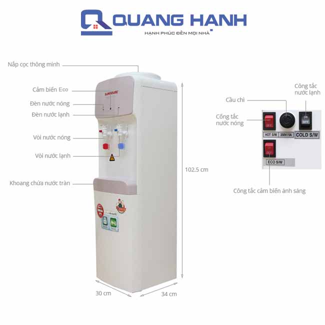 Cây nước nóng lạnh Sunhouse SHD9698