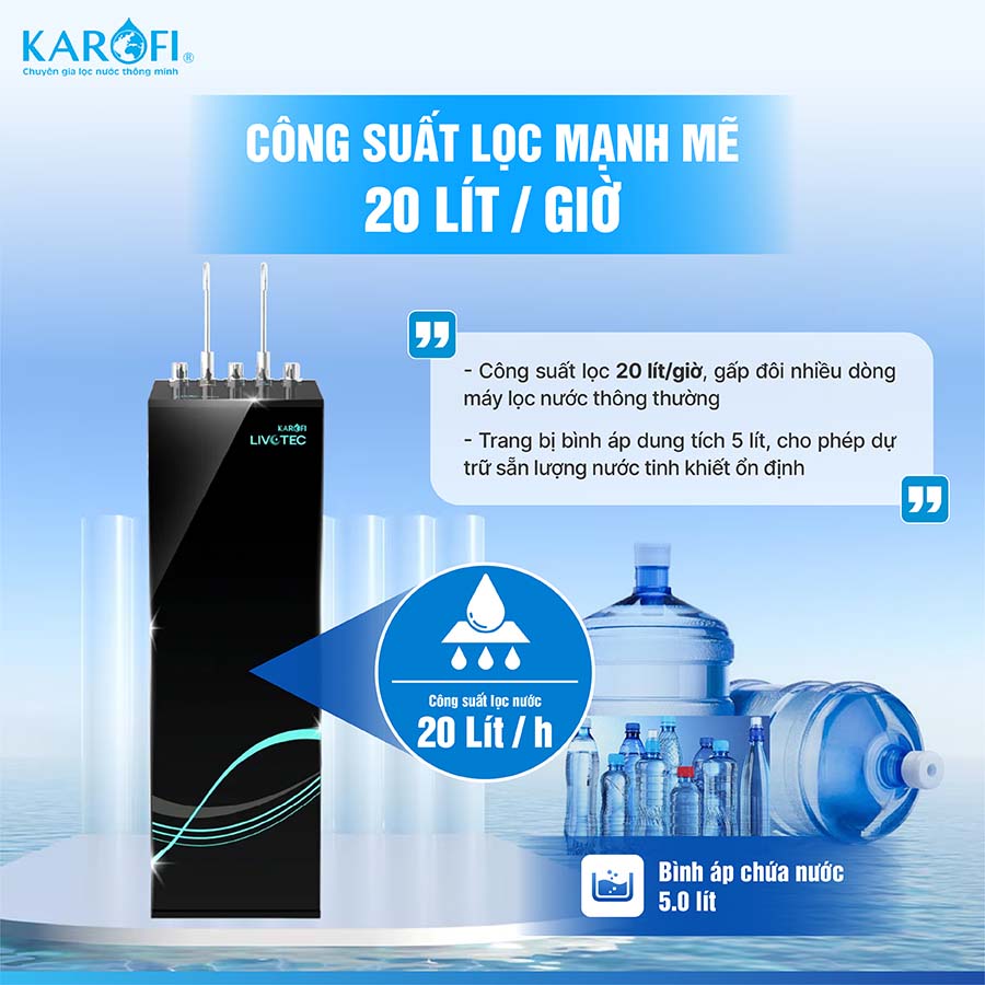 Máy lọc nước nóng lạnh Karofi Livotec 612