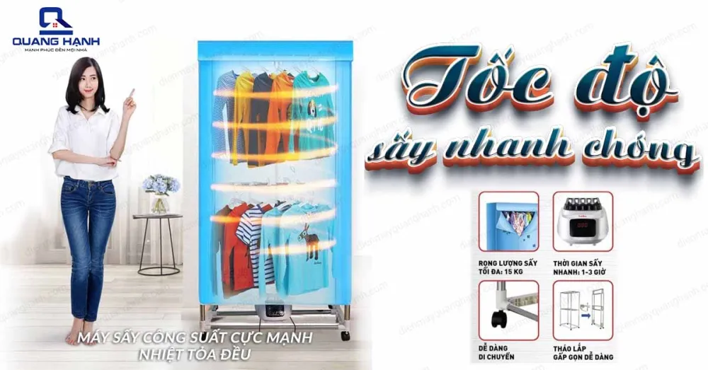 Tủ sấy quần áo Saiko CD-1500 có tốc độ sấy nhanh chóng