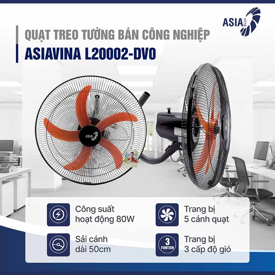 Quạt treo tường bán công nghiệp ASIAVINA L20002-DV0