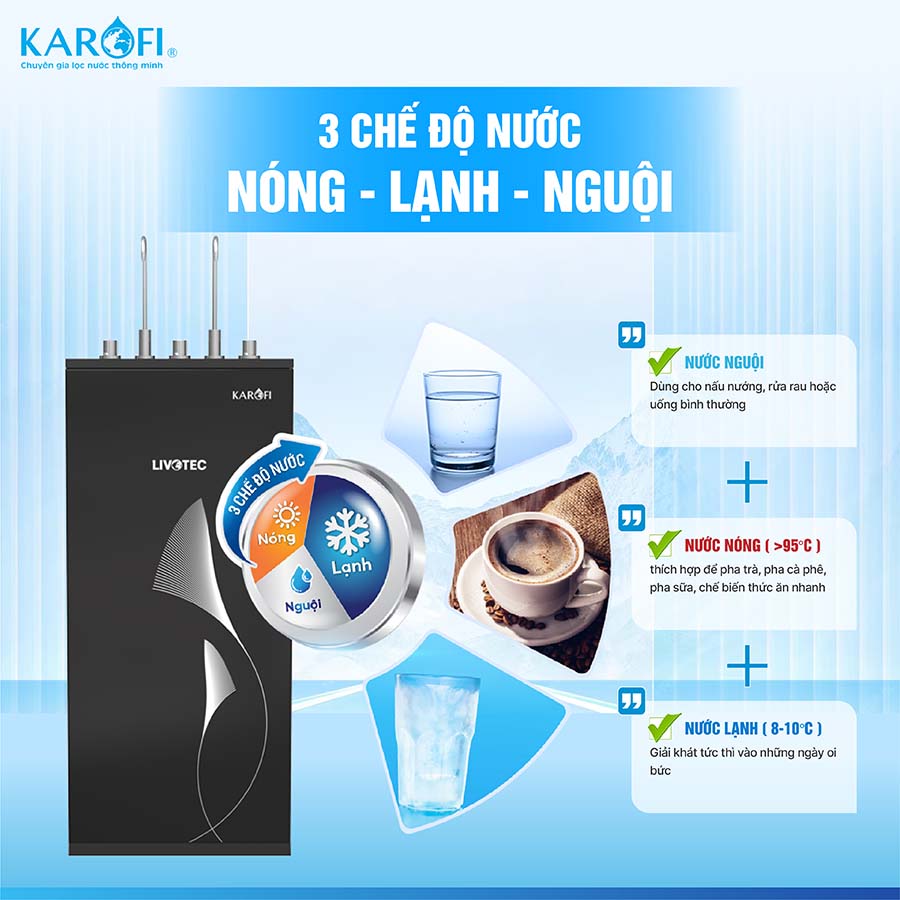 Máy lọc nước nóng lạnh Karofi Livotec 629
