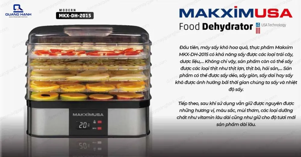 Máy sấy khô hoa quả thực phẩm Makxim MKX-DH-2015
