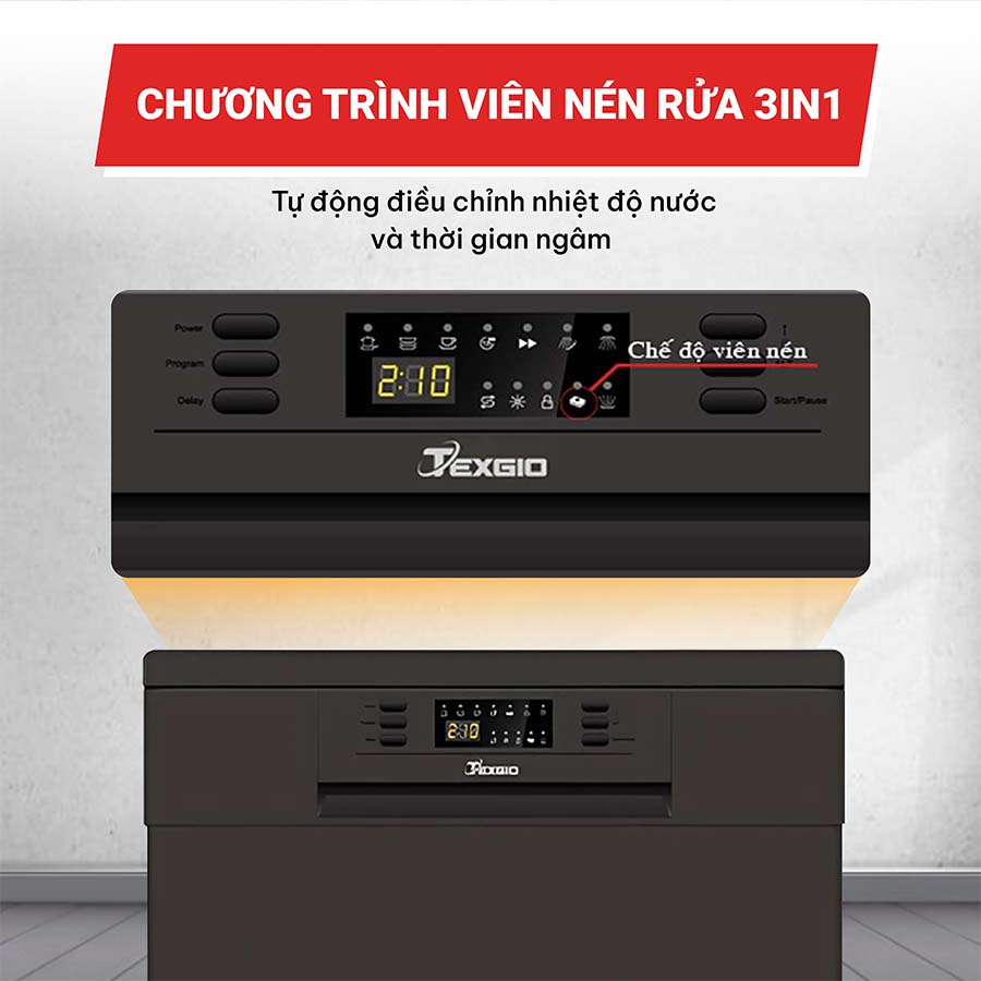 Máy rửa bát 15 bộ Texgio TGF6019B