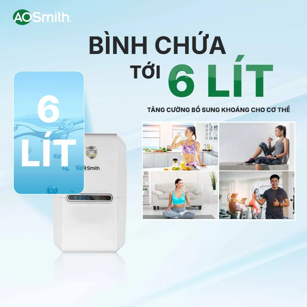 Máy lọc nước A.O. Smith E3 có bình chứa tới 6 lít