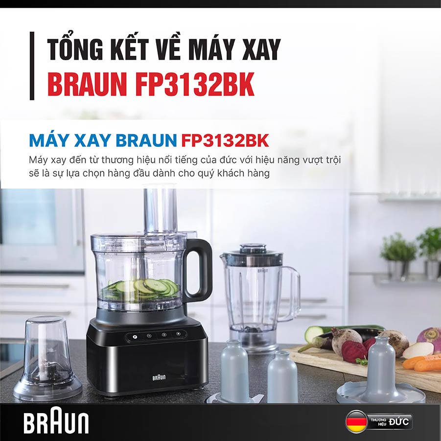 Máy xay đa năng Braun FP3132BK lựa chọn hoàn hảo cho mọi gia đình