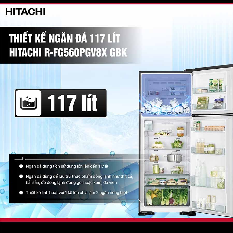 Tủ lạnh Hitachi Inverter 450 lít R-FG560PGV8X GBK