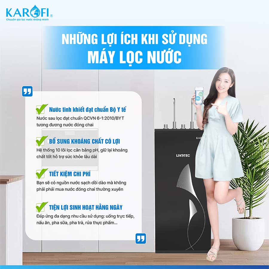 Máy lọc nước nóng lạnh Karofi Livotec 629