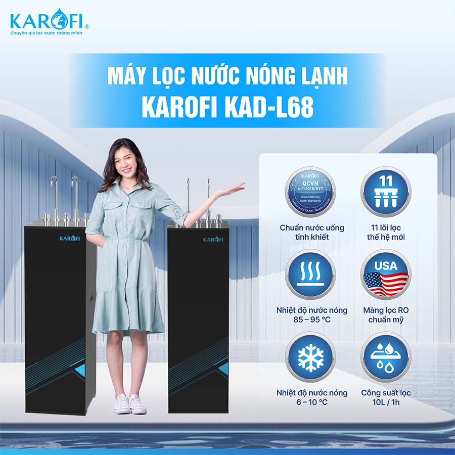 Máy lọc nước nóng lạnh Karofi KAD-L68