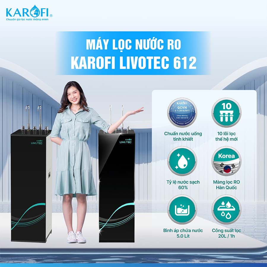 Máy lọc nước nóng lạnh Karofi Livotec 612