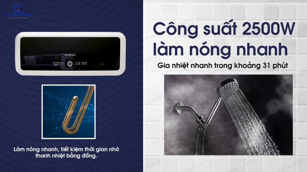 Máy nước nóng gián tiếp Ariston SL2 20 LUX - D AG+ 2.5F làm nóng nhanh