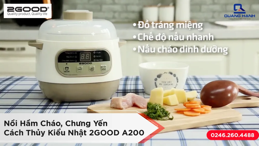 Nồi Hầm Cháo, Chưng Yến Cách Thủy Kiểu Nhật 2GOOD A200 1