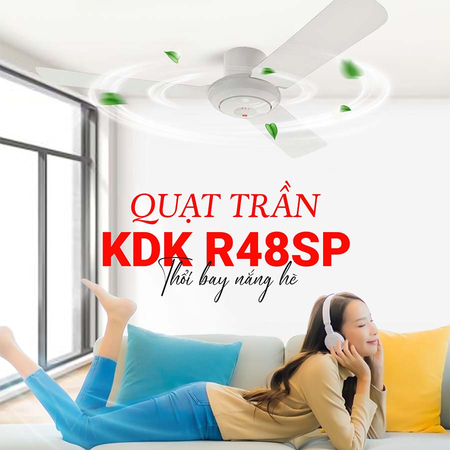 Quạt trần KDK R48SP có điều khiển từ xa